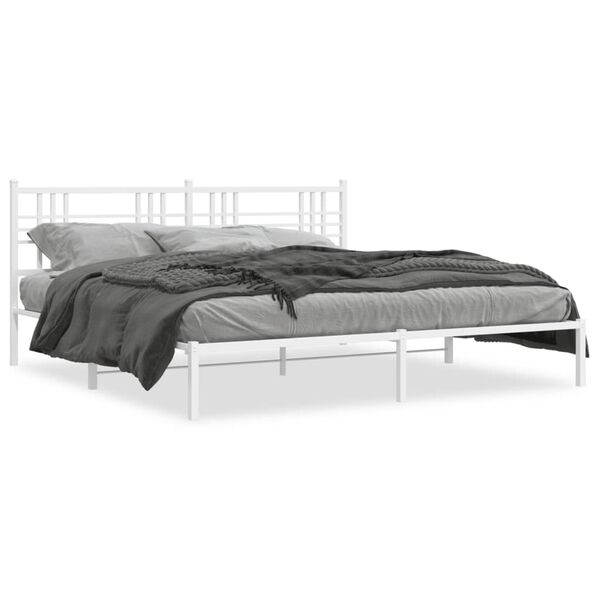 vidaXL sengeramme med sengegavl 183x213 cm metal hvid