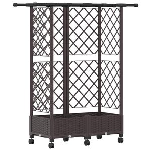 vidaXL H&aelig;vet Bed med Trellis og Tag Brun 124 x 40 x 127 cm PP