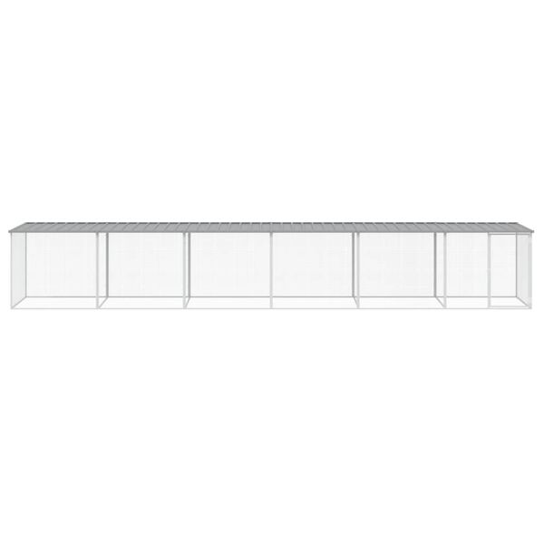 vidaXL h&oslash;nsebur med tag 603x98x90 cm galvaniseret st&aring;l lysegr&aring;