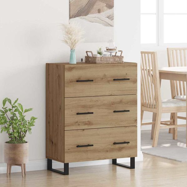 vidaXL Sideboard med skuffe Artisan Egetr&aelig; 69,5 x 34 x 90 cm