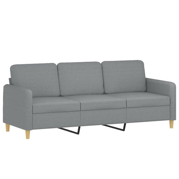 vidaXL 3-personers sofa med pyntepuder 180 cm stof lysegr&aring;