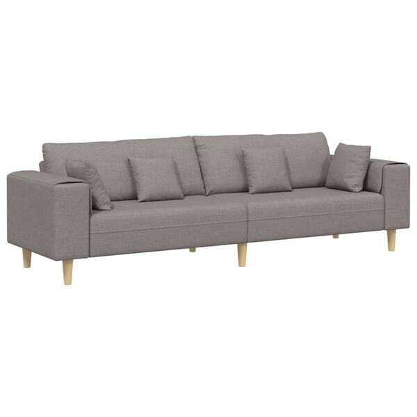 vidaXL Sofa med pude Gr&aring;brun 250 x 77 x 76 cm Stof