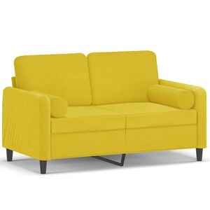 vidaXL 2-personers sofa med pyntepuder 120 cm velour gul
