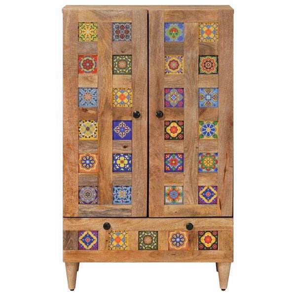 vidaXL Highboard Naturfarvet 60 x 33,5 x 100 cm Massivt mangotr&aelig;