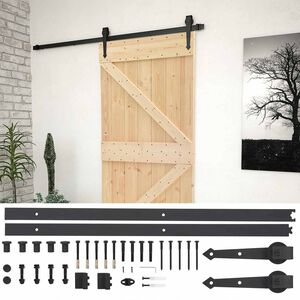 vidaXL Skyded&oslash;r 80 x 210 cm Massivt fyrretr&aelig; Naturfarvet og sort