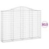 vidaXL buede gabionkurve 13 stk. 200x30x140/160 cm galvaniseret jern