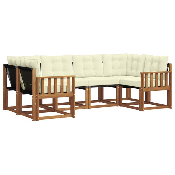 vidaXL Udend&oslash;rs sofagruppe med pude 6 pcs Naturlig og Fl&oslash;de