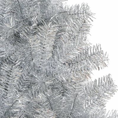 vidaXL kunstigt juletræ med juletræsfod 240 cm PET sølvfarvet