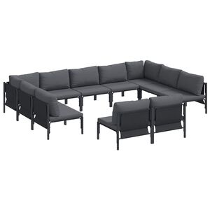 vidaXL Havesofa S&aelig;t 11 stk. Sort St&aring;l