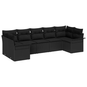vidaXL Havesofa S&aelig;t med pude med opbevaring 7 pcs Sort Poly rattan
