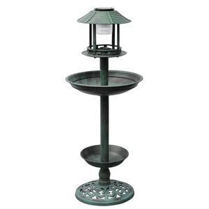 vidaXL fuglebad/ foderbr&aelig;t med solcellelampe