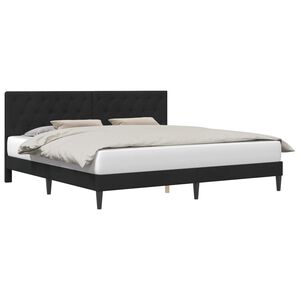 vidaXL Sengestel med hovedg&aelig;rde Sort 180 x 200 cm Fl&oslash;jl
