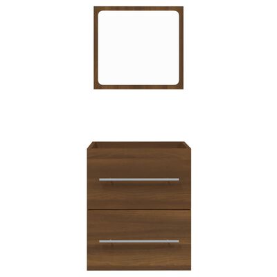 vidaXL badeværelsesskab + spejl 41x38,5x48 cm konstrueret træ brunt eg