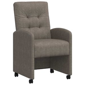 vidaXL Spisebordsstole med hjul 2 pcs Gr&aring; 58 x 67 x 97 cm Kunstl&aelig;der