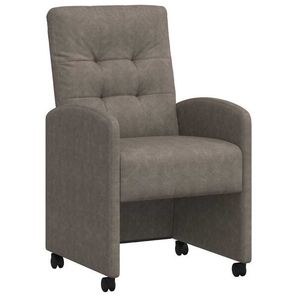 vidaXL Spisebordsstole med hjul 2 pcs Gr&aring; 58 x 67 x 97 cm Kunstl&aelig;der