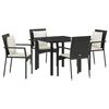 vidaXL Have Spisebordss&aelig;t med pude 5 pcs Sort polyrattan