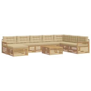 vidaXL Udend&oslash;rs sofagruppe 9 stk. 7-personers Hvid og Beige