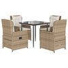vidaXL spisebordss&aelig;t til haven 5 dele med hynder polyrattan beige