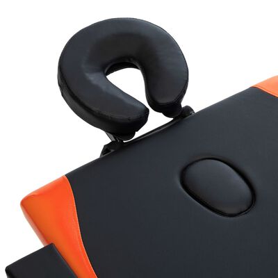 vidaXL foldbart massagebord 2 zoner træ sort og orange