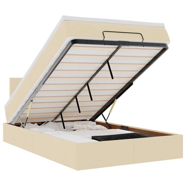 vidaXL ottoman seng med madras 140x190 cm stof cremefarvet