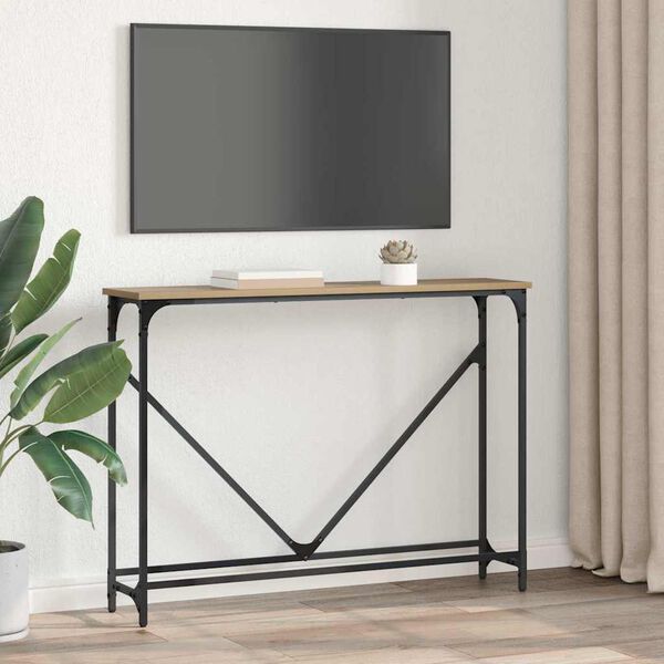 vidaXL Konsolbord Artisan Egetr&aelig; 102 x 23 x 75 cm Konstrueret tr&aelig;