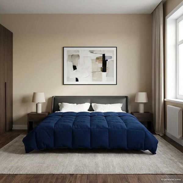 vidaXL Sommer dyne Quilting M&oslash;rk bl&aring; 220 x 240 cm Mikrofiber