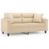 vidaXL 2-personers sofa med puder 140 cm mikrofiberstof creme