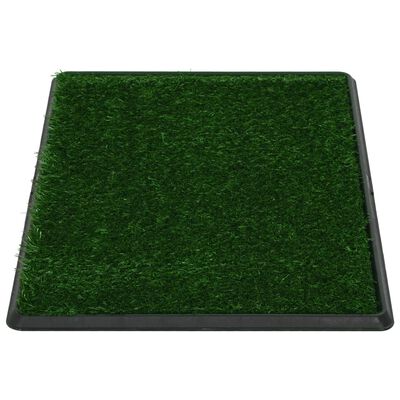 vidaXL kæledyrstoilet med bakke og kunstgræs 2 stk. 76x51x3 cm grøn