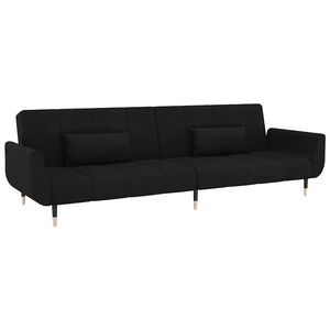 vidaXL 2-personers sovesofa med 2 puder fl&oslash;jl sort