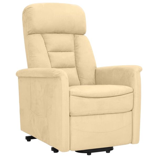 vidaXL l&oslash;ftestol imiteret ruskind cremefarvet