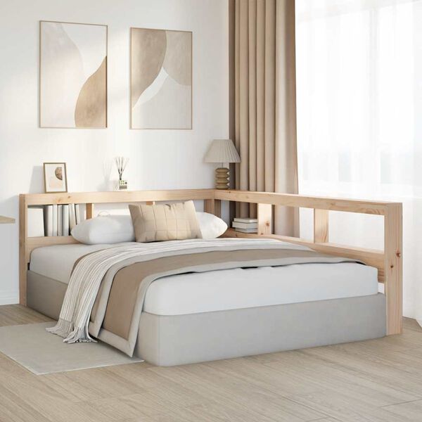 vidaXL bogreol hovedg&aelig;rde L-formet 135 cm massivt fyrretr&aelig;