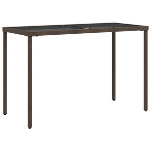 vidaXL havebord med glastop 115x54x74 cm polyrattan brun