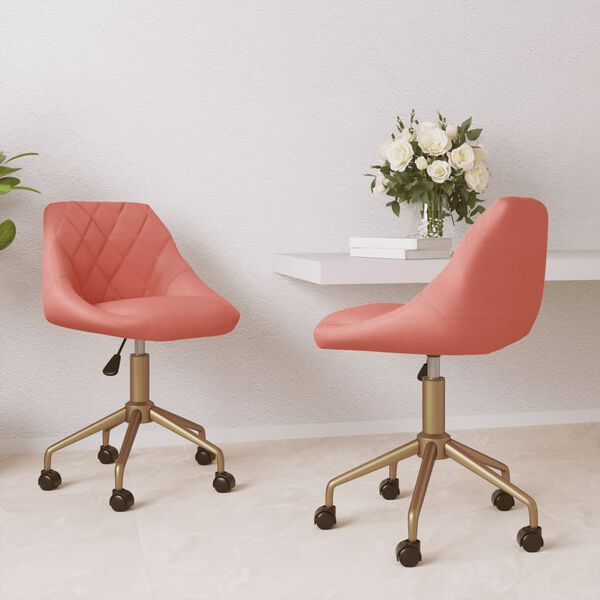 vidaXL drejelige spisebordsstole 2 stk. fl&oslash;jl pink