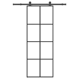 vidaXL skyded&oslash;r med hardwares&aelig;t 76x205 cm sikkerhedsglas aluminium