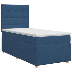 vidaXL Boxmadras med topmadras med hovedg&aelig;rde Bl&aring; 80 x 200 cm Stof
