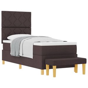 vidaXL Box spring seng med hovedg&aelig;rde M&oslash;rkebrun 200 x 80 cm Stof