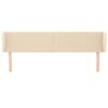 vidaXL sengegavl med kanter 163x23x78/88 cm stof cremefarvet