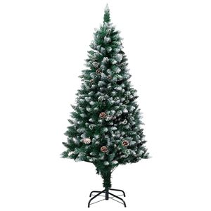 vidaXL kunstigt juletr&aelig; med grankogler og hvidt sne 150 cm