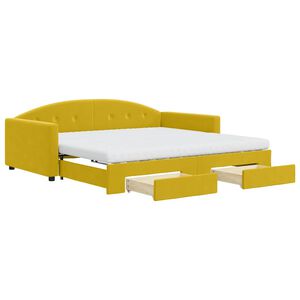 vidaXL daybed med udtr&aelig;k og skuffer 100x200 cm velour gul