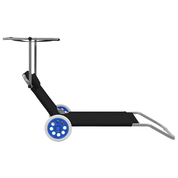 vidaXL foldbar liggestol med baldakin og hjul st&aring;l sort