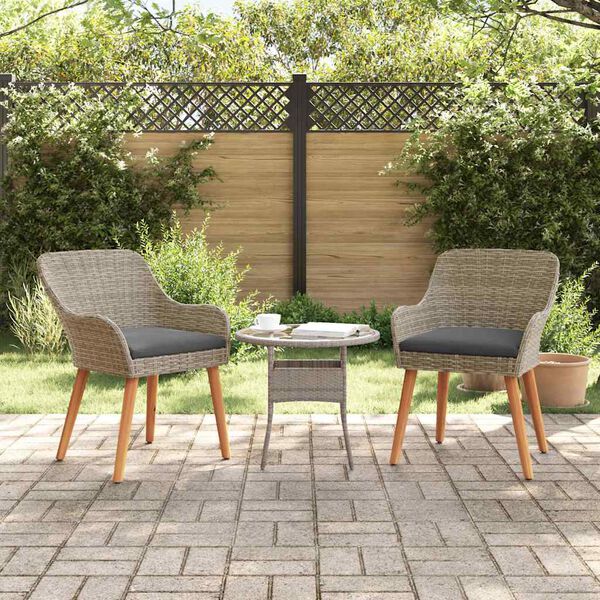 vidaXL Have Stol med pude 2 pcs Sort 62,5 x 55 x 82 cm polyrattan