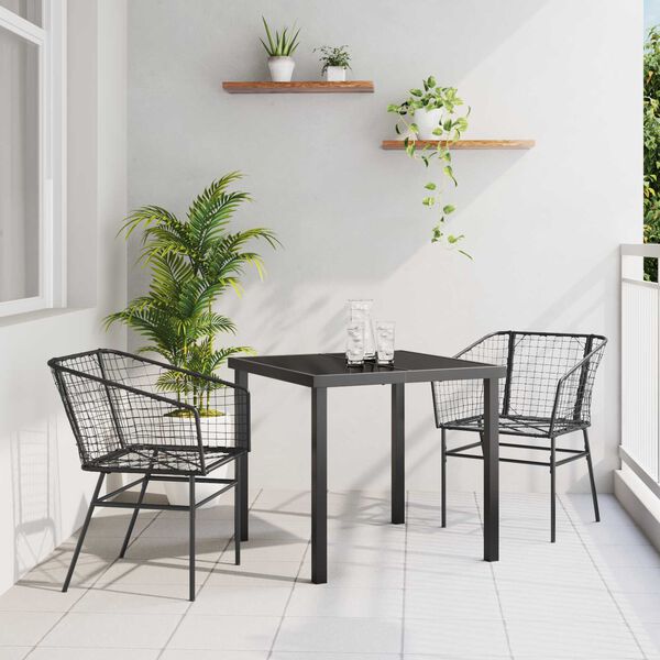 vidaXL Have Spisebordss&aelig;t 3 pcs Sort polyrattan