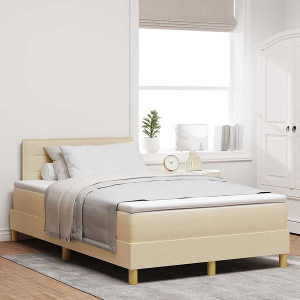 vidaXL Box spring seng med madras Creme 120 x 190 cm Stof