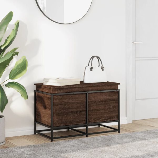 vidaXL opbevaringsboks med l&aring;g 80x40x51,5 cm konstrueret tr&aelig; brunt eg