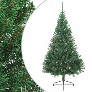 vidaXL kunstigt halvt juletr&aelig; med juletr&aelig;sfod 210 cm PVC gr&oslash;n