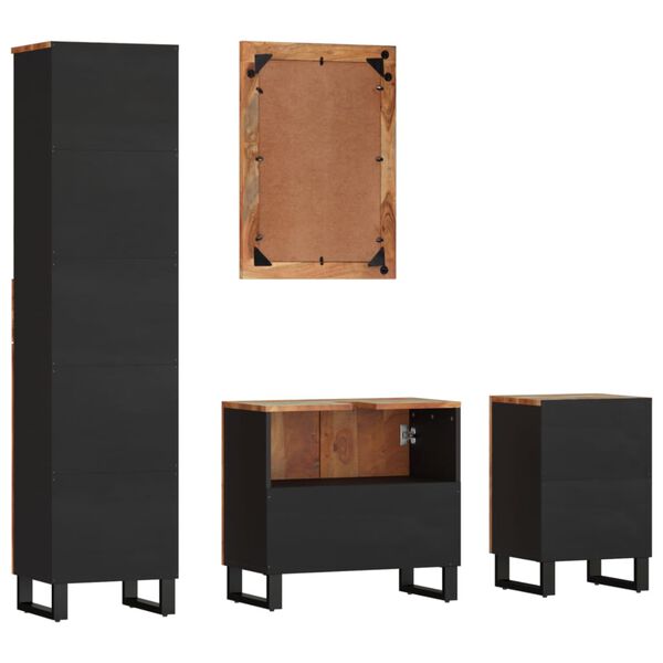 vidaXL badeværelsesmøbelsæt 4 dele massivt genbrugstræ