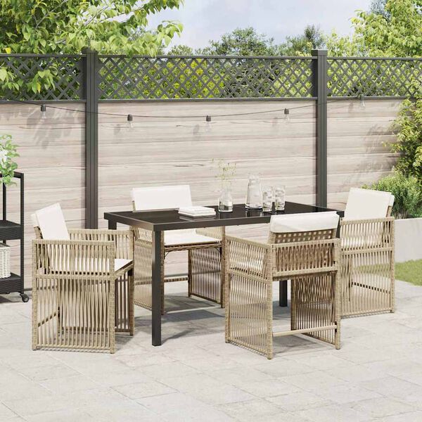 vidaXL Have Spisebordss&aelig;t 5 pcs Beige polyrattan