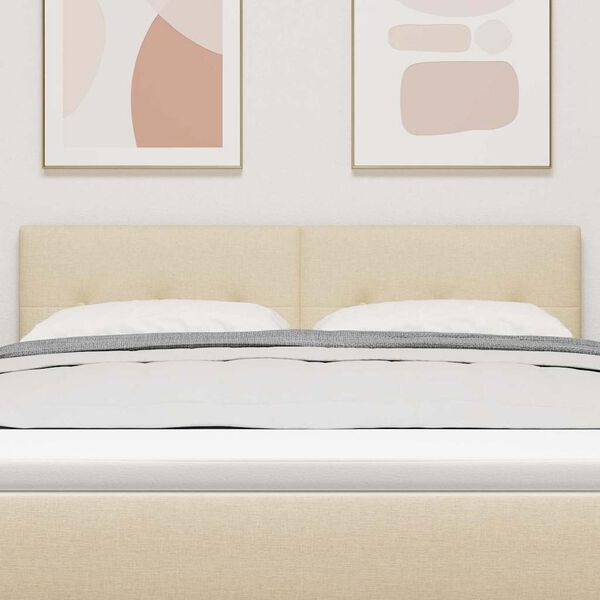 vidaXL LED sengegavl med LED -strimmellys Creme 144 cm Polyester