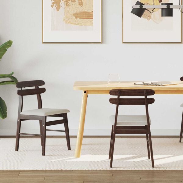 vidaXL Spisestuestol 2 pcs Lys brun og lys Massiv Gummitræ