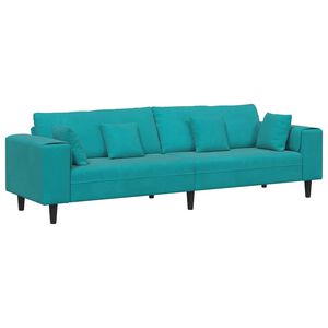 vidaXL Sofa med pude Turkis 250 x 77 x 76 cm Fl&oslash;jl